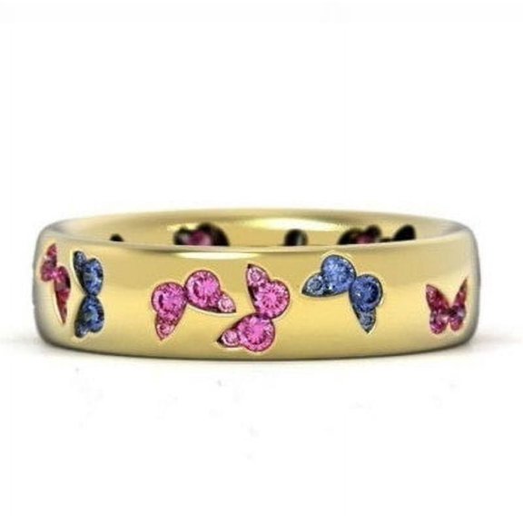 Unisex Geometric Butterfly Ring with Zircon Alloy Inlaid Artificial Gemstone Individually Packed Cute Fashion Jewelry