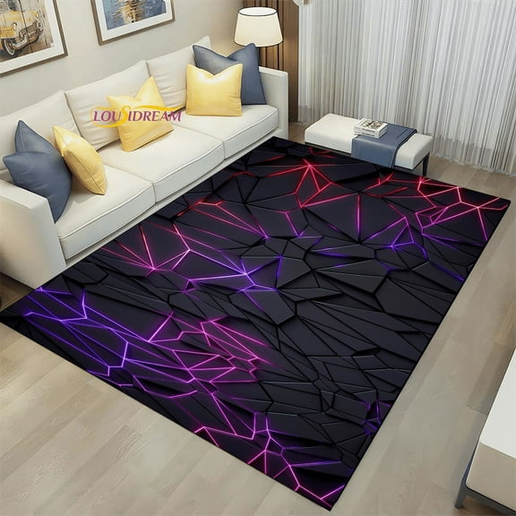 Geometric Carpets Dark Neon Lights Rugs Home Gaming Room Decor for Livingroom Bedroom Teens bedside Mat E-Sport Rug