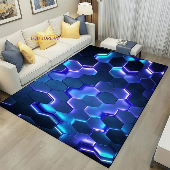 Geometric Carpets Dark Neon Lights Rugs Home Gaming Room Decor for Livingroom Bedroom Teens bedside Mat E-Sport Rug