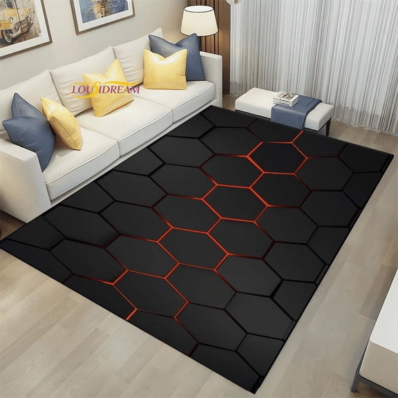 Geometric Carpets Dark Neon Lights Rugs Home Gaming Room Decor for Livingroom Bedroom Teens bedside Mat E-Sport Rug