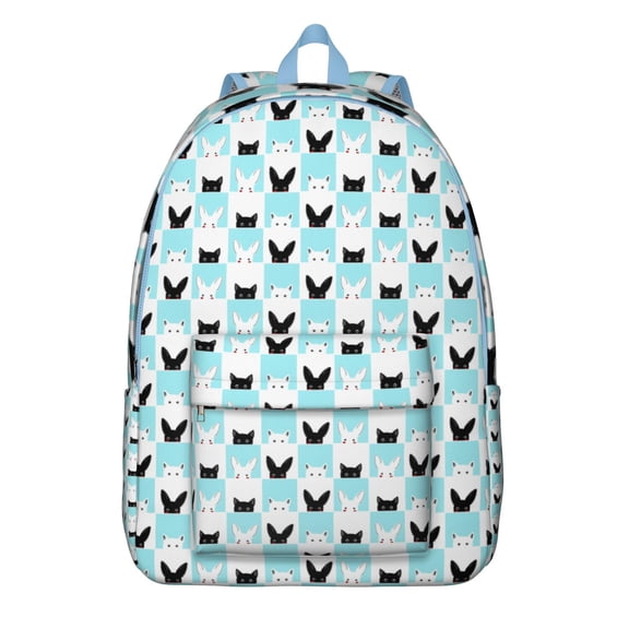 Geometric Cat Pattern Backpack – Modern Watercolor Cat Design Bookbag for Students and Creative Professionals