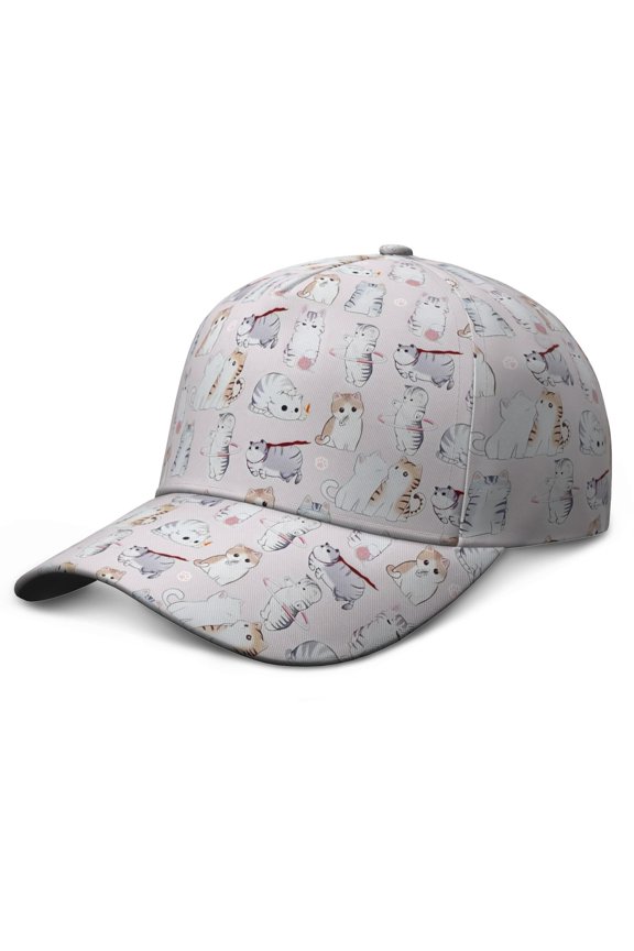Geometric Cat Pattern Dad Hat - Minimalist Cat Design Adjustable for Birthday Presents