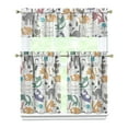 thumbnail image 1 of Geometric Cat Pattern Kitchen Window Curtains - Modern Abstract Cat Art 3 PC Set, 1 of 5