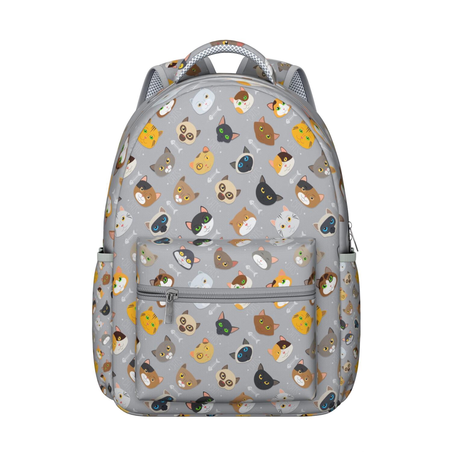 Geometric Cat Pattern School Backpack - Waterproof & Lightweight, Stylish Design for agers