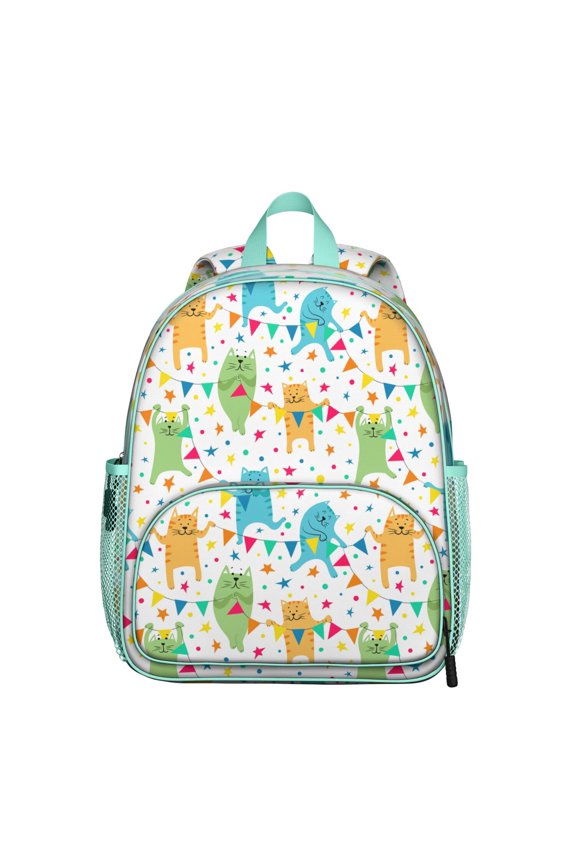 Geometric Cat Pattern Student Backpack – Minimalist Cat Design With Hand-Drawn Cat Graphic And Boho Cat Aesthetic