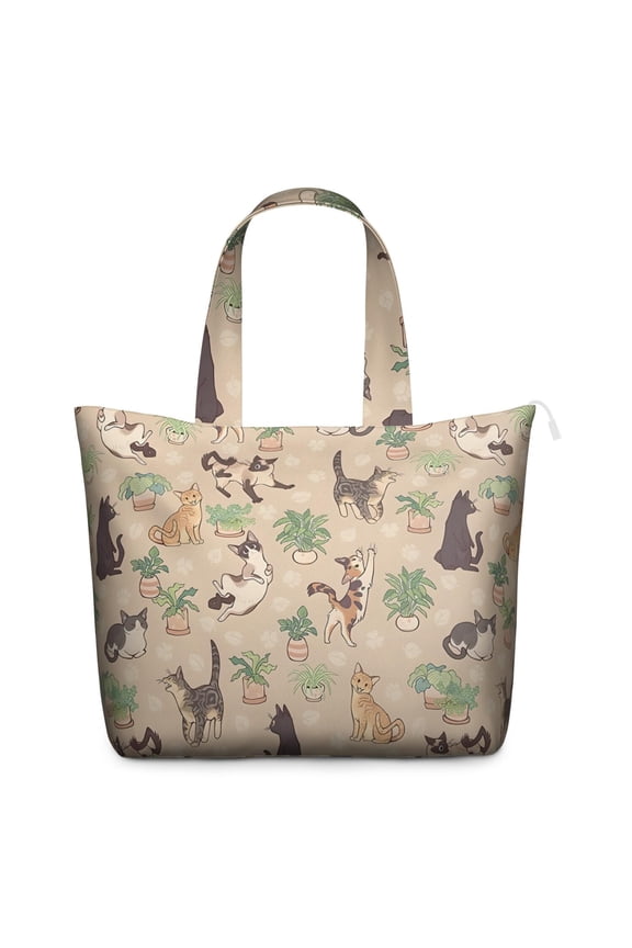 Geometric Cat Pattern Travel Bag, Abstract Cat Art Weekender Duffel Tote, Large Capacity Carry-on Bag for Women