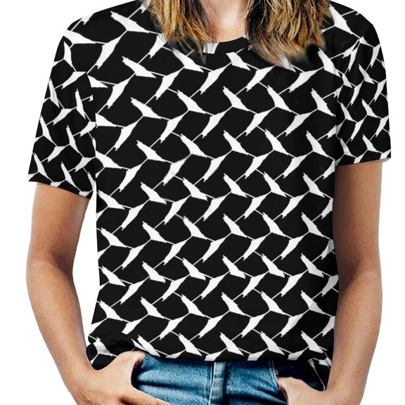 Geometric Chain Link Women's Short Sleeve Tops Casual Blouses T Shirt