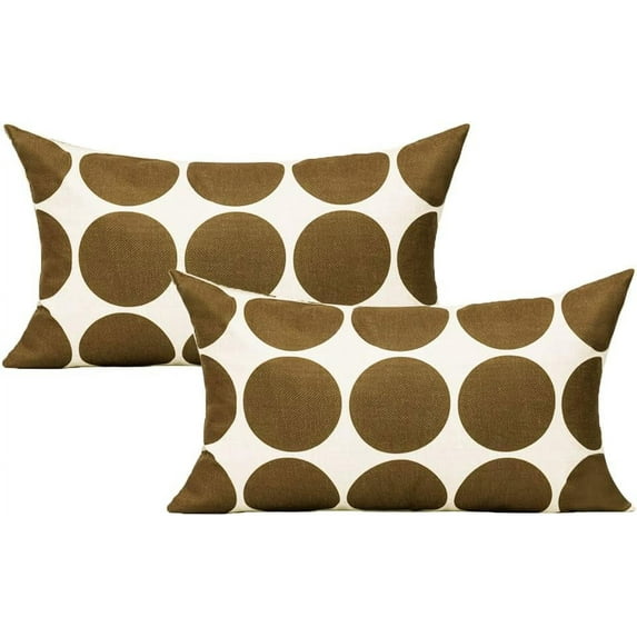 Geometric Chocolate Lumbar Rectangle Oblong Throw Pillow Covers Cases 12x20 Set of 2 Home Decor Accent Decorative Cushion Outdoor for Couch Patio Sofa, Coffee Brown Color