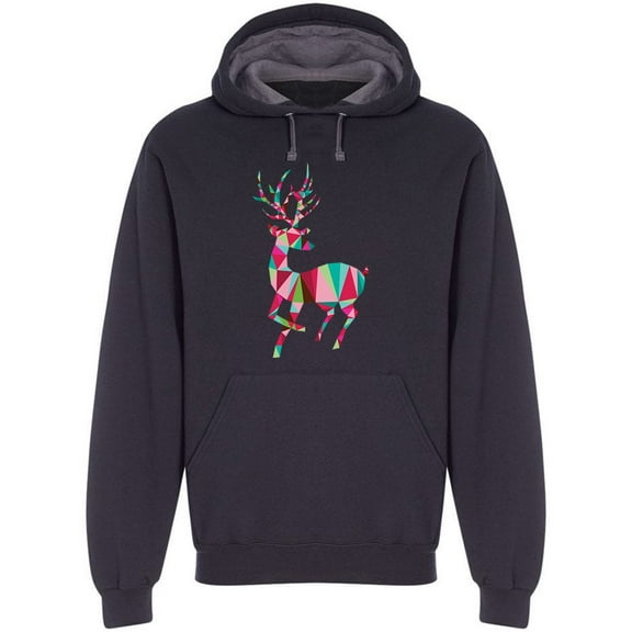 Geometric Christmas Reindeer Hoodie Men -Image by Shutterstock, Male XX-Large