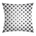 thumbnail image 1 of Geometric Circle Decor Throw Pillow Cushion Cover, Different Round Shaped Dots Spots Motif Simple Abstract Background, Decorative Square Accent Pillow Case, 20 X 20 Inches, Black White, by Ambesonne, 1 of 2