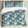 thumbnail image 1 of Geometric Circle Duvet Cover Set, Floral Ornamental Pastel Toned Shapes and Swirls Lines Vintage Display, Decorative 3 Piece Bedding Set with 2 Pillow Shams, Calking Size, Pink Blue, by Ambesonne, 1 of 3