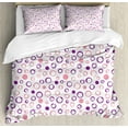 thumbnail image 1 of Geometric Circle Duvet Cover Set, Pastel Toned Feminine Circular with Spherical Dots Spread Art, Decorative 3 Piece Bedding Set with 2 Pillow Shams, Queen Size, Pink Violet, by Ambesonne, 1 of 3