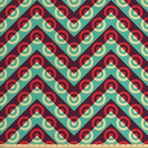 Geometric Circle Fabric by the Yard, 50s Pop Art Style Triangular Stripes Spiral Hoops Retro Poster Print, Decorative Upholstery Fabric for Sofas and Home Accents, Maroon Sea Green by Ambesonne