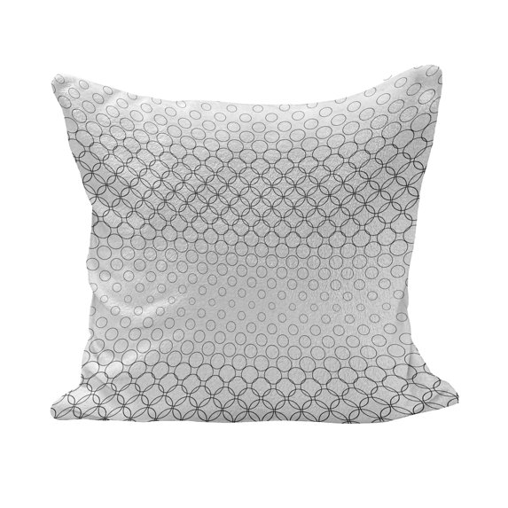 Geometric Circle Fluffy Throw Pillow Cushion Cover, Various Overlapping Inner Oval Motifs Retro Style Print, Decorative Square Accent Pillow Case, 36" x 36", Black White, by Ambesonne