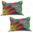 thumbnail image 1 of Geometric Circle Knitted Quilt Pillowcover Set of 2, Psychedelic Digital Futuristic Spherical Funky Grunge Display, Standard Queen Pillow Sham Bedroom, 30" x 20", Multicolor, by Ambesonne, 1 of 1