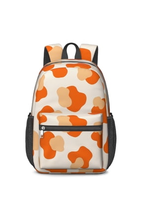 Geometric Circle Orange Pattern 17" School Backpacks for Teens,Waterproof Oxford Fabric,S-Shape Padded Straps for School,Travel,Hiking,Camping