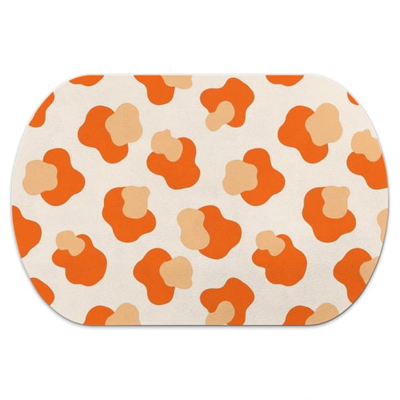 Geometric Circle Orange Pattern Diatomaceous Earth Bath Mat, Entryway ...