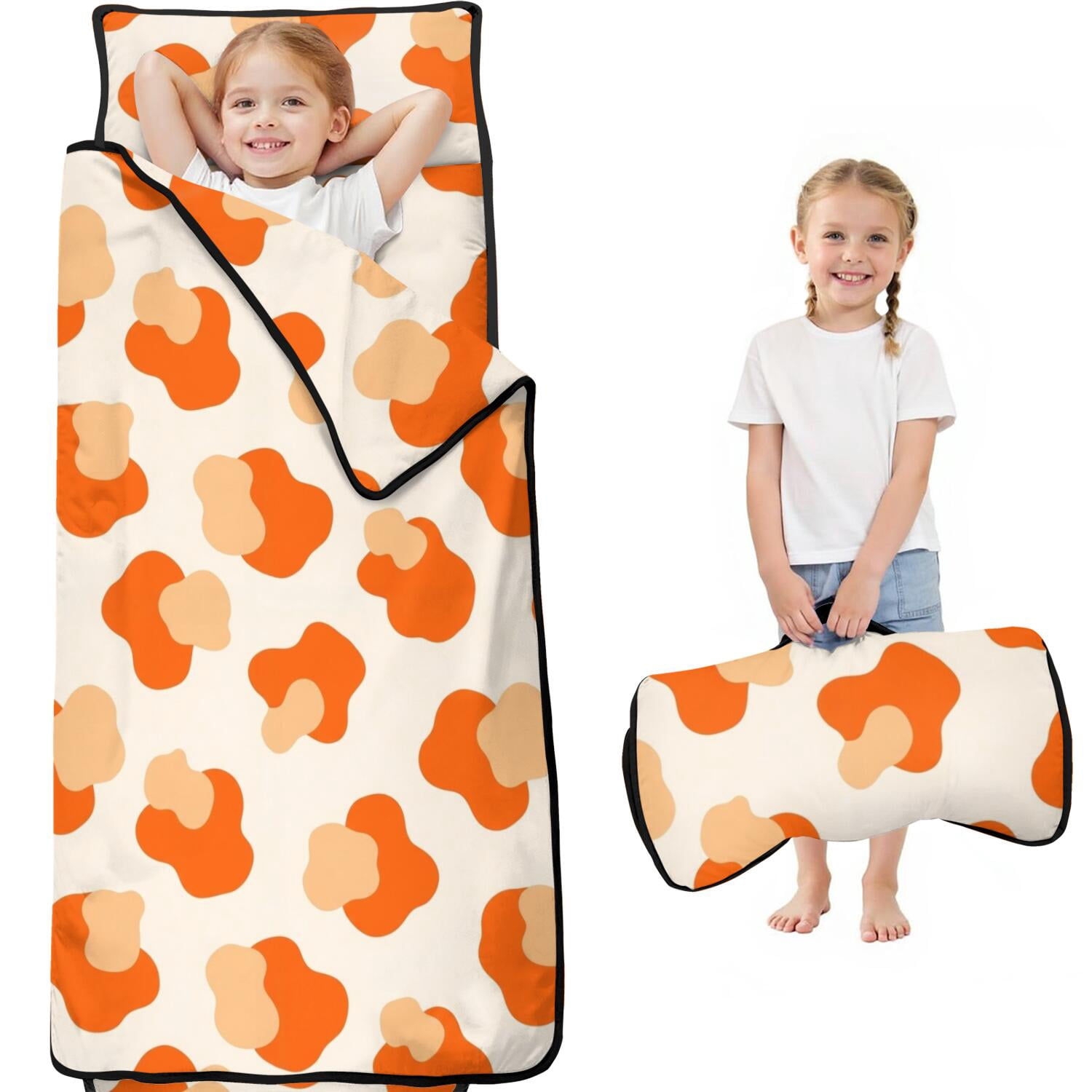 Geometric Circle Orange Pattern Kids Nap Mat, Daycare Sleep Mat with ...