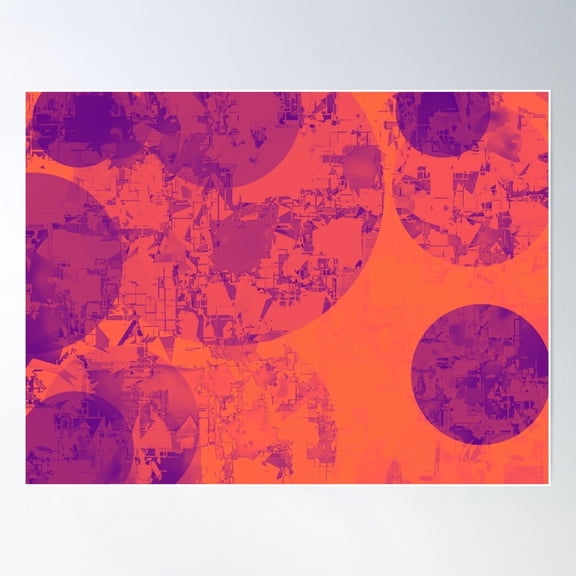 Geometric Circle Pattern Abstract In Orange And Purple Poster Wall Art Modern Wall Decor For Living Room Bedroom