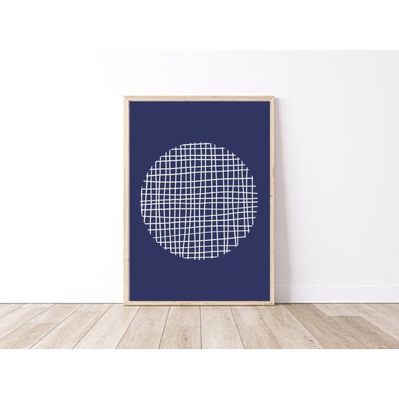 Geometric Circle Print, Blue and White Wall Art, Abstract Circle Art, Bedroom Wall Decor, Coastal Art, Boho Beach Print, Poster Decor, Size 12x18 UNFFRAMED F03.1.8l74