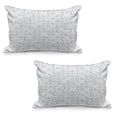 thumbnail image 1 of Geometric Circle Quilted Pillowcover Set of 2, Dispersed Ring Motifs with Structural Circuit Bands Western Art Layout Art, Standard Queen Size Pillow Cover for Bedroom, 30" x 20", Grey, by Ambesonne, 1 of 1