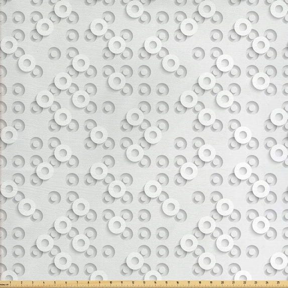 Geometric Circle Sofa Upholstery Fabric by the Yard, Dispersed Ring Motifs with Structural Circuit Bands Western Art Layout Art, Decorative Fabric for DIY and Home Accents, Grey by Ambesonne