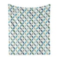 thumbnail image 1 of Geometric Circle Soft Flannel Fleece Blanket, Pastel Color Effects Oval Point Old Linked Stripes Contrast New Band, Cozy Plush for Indoor and Outdoor Use, 50" x 70", Pale Blue Green, by Ambesonne, 1 of 5