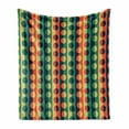 thumbnail image 1 of Geometric Circle Soft Flannel Fleece Blanket, Pop Art Style Vertical Striped Half-Pattern Ring Forms Retro Poster Print, Cozy Plush for Indoor and Outdoor Use, 50" x 60", Orange Teal, by Ambesonne, 1 of 6