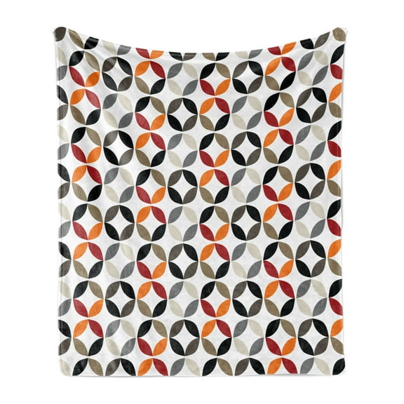Geometric Circle Soft Flannel Fleece Throw Blanket, Dimensional Ring Forms Series Tones Hispter Bohemian Design Image, Cozy Plush for Indoor and Outdoor Use, 50" x 70", Multicolor, by Ambesonne