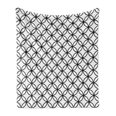 Geometric Circle Soft Flannel Fleece Throw Blanket, Minimalist Monochrome Interlace Circle Pattern Modules Abstract Style, Cozy Plush for Indoor and Outdoor Use, 50" x 60", Black White, by Ambesonne