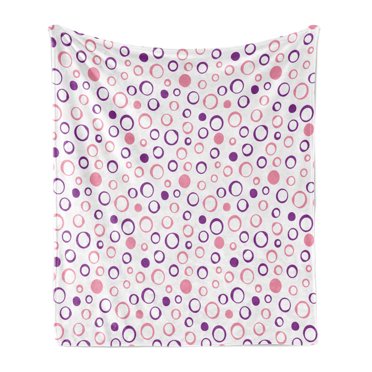 Geometric Circle Soft Flannel Fleece Throw Blanket, Pastel Toned Feminine Circular with Spherical Dots Spread Artwork, Cozy Plush for Indoor and Outdoor Use, 50" x 60", Pink Violet, by Ambesonne