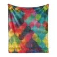 thumbnail image 1 of Geometric Circle Soft Flannel Fleece Throw Blanket, Psychedelic Digital Futuristic Spherical Funky Grunge Display, Cozy Plush for Indoor and Outdoor Use, 50" x 70", Multicolor, by Ambesonne, 1 of 5