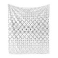 thumbnail image 1 of Geometric Circle Soft Flannel Fleece Throw Blanket, Various Overlapping Inner Oval Motifs Retro Style Print, Cozy Plush for Indoor and Outdoor Use, 50" x 70", Black White, by Ambesonne, 1 of 6