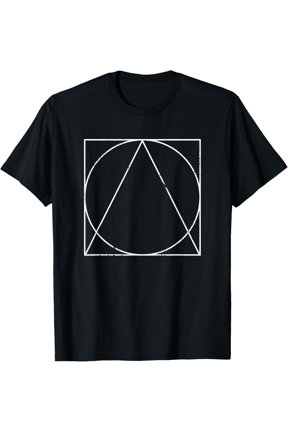 Geometric Circle Square Triangle Shapes Lines Art Distressed T-Shirt