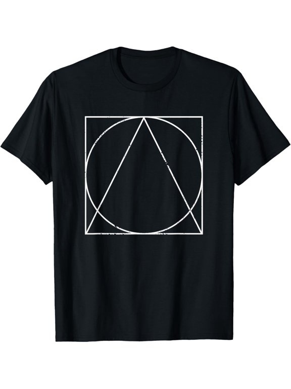 Geometric Circle Square Triangle Shapes Lines Art Distressed T-Shirt