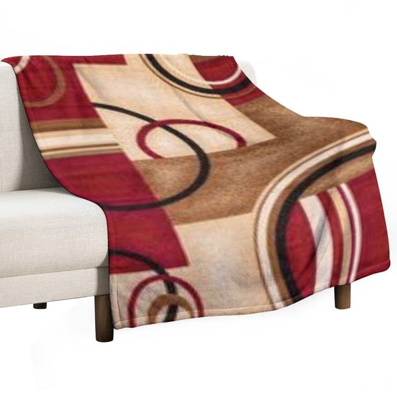 Geometric Circle Stripe Blanket Soft Throw Warm Lightweight Plush Blanket for Couch Bed Sofa