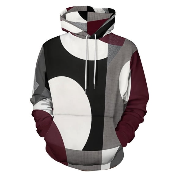 Geometric Circle Stripe Men's Women Vintage 3D Hooded Sweatshirt - All-Season Loose Fit Streetwear