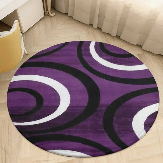Geometric Circle Stripe Round Area Rugs for Bedroom Living Room, 4FT Soft Comfy Indoor Circle Carpets, Carpet Home Decor Floor Mat