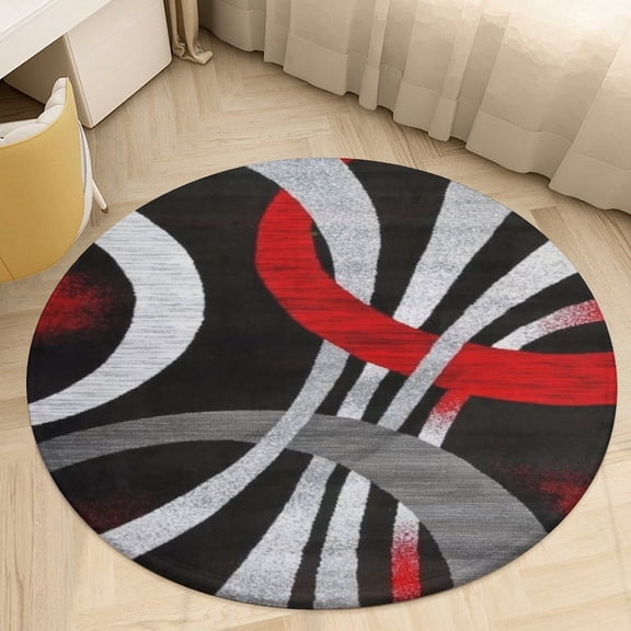 Geometric Circle Stripe Round Area Rugs for Bedroom Living Room, 4FT Soft Indoor Circle Carpets, Carpet Home Decor Floor Mat