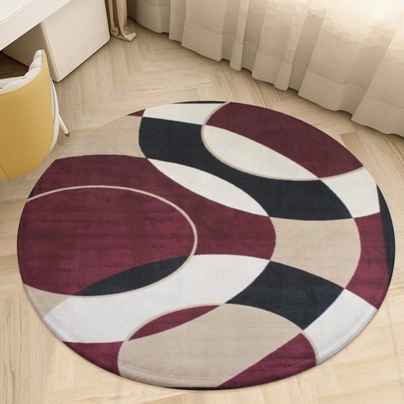Geometric Circle Stripe Round Area Rugs for Bedroom Living Room, 4FT Soft Indoor Circle Carpets, Carpet Home Decor Floor Mat