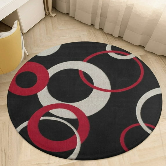 Geometric Circle Stripe Round Area Rugs for Bedroom Living Room, 6FT Soft Indoor Circle Carpets, Carpet Home Decor Floor Mat