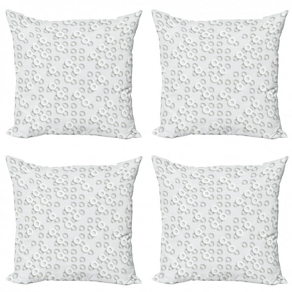 Ambesonne Geometric Throw Pillow Cover 4 Pack, Circuit Band, 18", Grey
