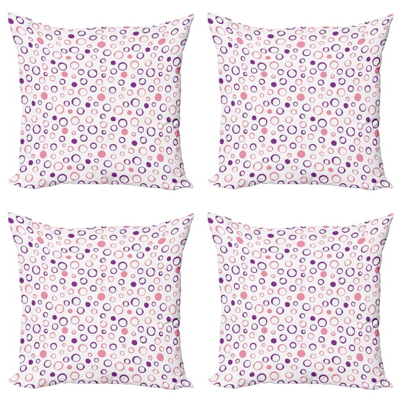 Ambesonne Geometric Throw Pillow Cover 4 Pack, Circulars, 16", Pink Violet