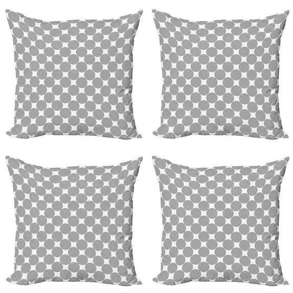 Ambesonne Geometric Throw Pillow Cover 4 Pack, Rotated Lines, 18", Grey White
