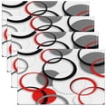 thumbnail image 1 of Geometric Circles Placemats Set of 4 12"x18" Red Black White Placemats for Dining Table Indoor Outdoor Kitchen Abstract Art Table Mats Placemat Modern Style Decor Table Place Mats Room Decorations, 1 of 3