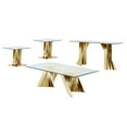 thumbnail image 1 of Geometric Clear Glass Coffee + 2 End + Console Set with Gold Stainless Steel, 1 of 4