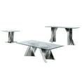 thumbnail image 1 of Geometric Clear Glass Coffee + End + Console Set with Silver Stainless Steel, 1 of 2