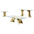 thumbnail image 1 of Geometric Clear Glass Coffee + End + Console Table Set with Gold Stainless Steel, 1 of 5