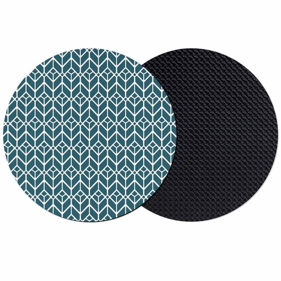 Geometric Coasters Set of 2, Absorbent Coasters for Drinks, Modern Abstract Lines Texture Teal Coaster for Desk Coffee Table Protection, Home Decor House Warming Gifts 4"