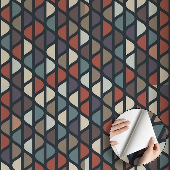 Geometric Color Block Mosaic Wallpaper Modern Minimalist Aesthetic Self Adhesive and Removable Waterproof Wallpaper Home Decor for Living Room Bedroom Kitchen Cabinet Drawer Dorm Room 17.7 * 118 in